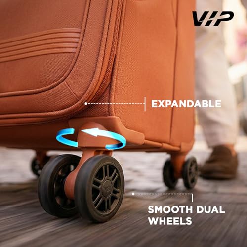 Image of VIP Triumph 8 Wheel Check-in (Medium Size) Soft Case Trolley Bag | TSA Lock | Expandable Polyester Luggage | 3 Year International Warranty | Anti-Theft Zipper | 69 CM Suitcase for Travel | Rust