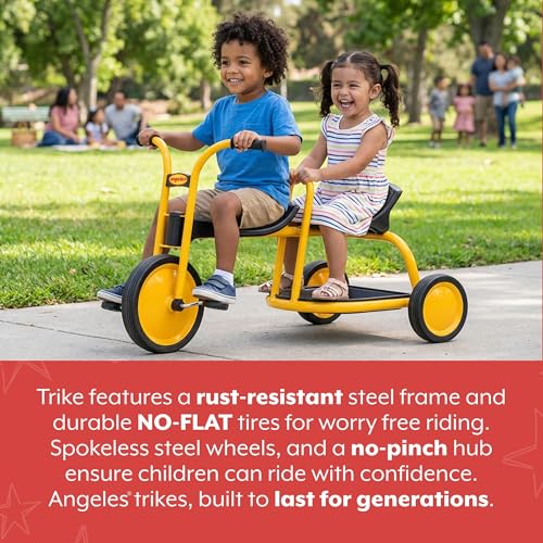 Image of Angeles MyRider Kids Tricycle, Toddler Tricycle with Solid Airless Rubber Tires, Kids Bike for Preschools and Daycare, Tandem Bikes for Ages 3+, 15 inch Tall Seat