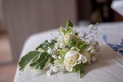 Miniatura 9 de 32.8 ftroll 0.315 in algodón línea perlas artificiales cadena guirnalda flores boda decoración artesanía perla cadena (blanco)