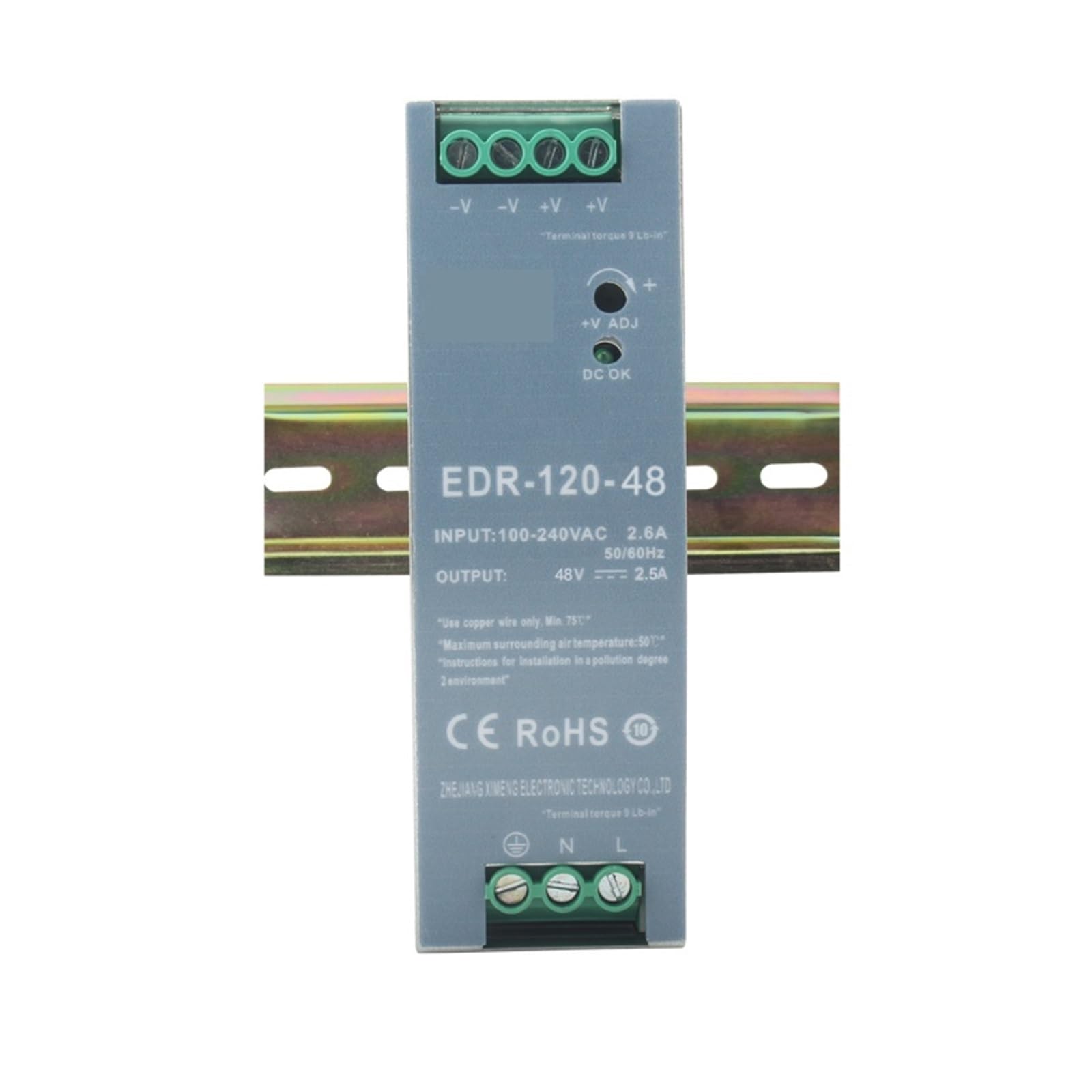 Rail d’Alimentation Din EDR-120-24 120W 24V 5A Tension constante Faible consommation d'énergie SMPS Commutation Alimentation sur Rail DIN (Color : 12V 10A, Size : 100-240V_120W)
