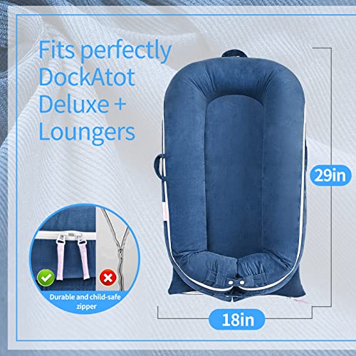 Image of Corduroy Baby Lounger Cover for Dockatot Deluxe + | 100% Cotton Hypoallergenic Newborn Premium Quality Spare Cover(Cover Only) (Blue)