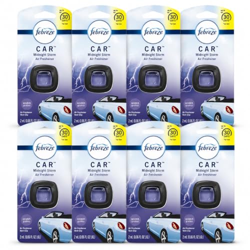 Image of Febreze Car Vent Air Freshener, Midnight Storm, 0.06 Oz, Pack of 8