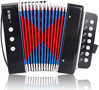 7 Keys Kids Accordion, Button Accordion, Mini Musical Instruments Toy Accordion for Children Kids Baby Pre-Kindergarten Toddlers(black)