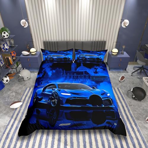 Homemissing Kinder Rennwagen Bettwäsche Set 135x200cm Extreme Sport Spiel...