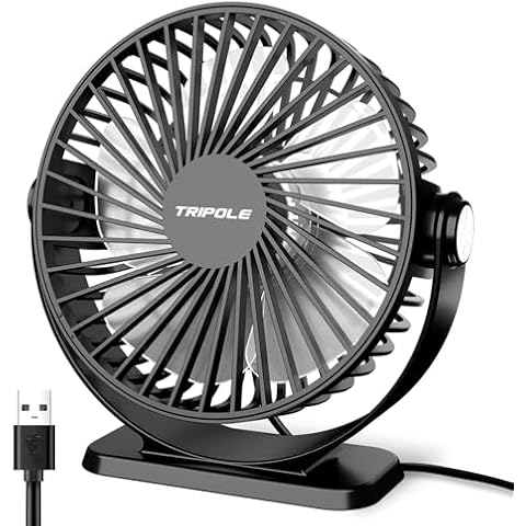 TriPole USB Desk Fan with 3 Speeds and 360° Rotation Cover