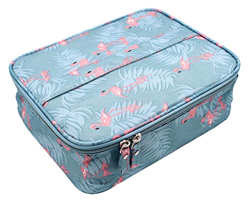 Ranvi Toiletry Bag Multifunction Cosmetic Bag Portable Makeup Pouch Waterproof Travel Hanging Organizer Bag for Women Girls, Gray Flamingo