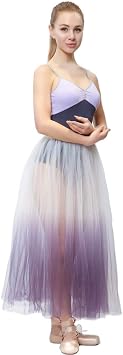 Womens Elastic Waistband Tutu Tulle Prom Princess Long Dance Skirt