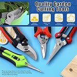 Glarks 6Pcs Garden Pruning Shears and Gloves Set, Professional Garden Bypass Pruning Shears Handheld Scissors Tree Trimmers Secateurs Hand Pruners Clippers with Stainless Steel Blades for Trimming