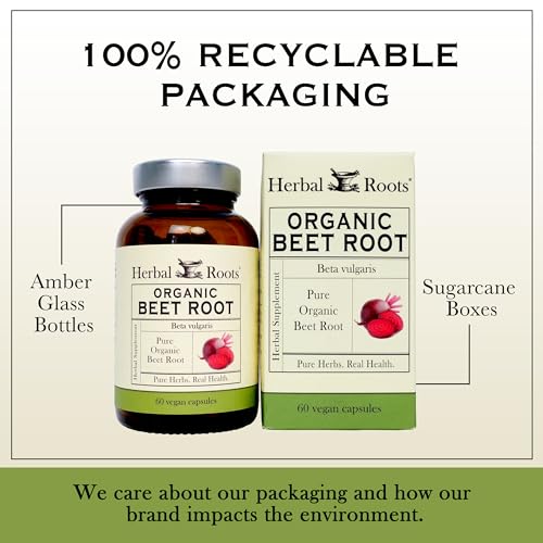 Herbal Roots Organic Beet Root Powder Capsules - 1,500mg per Serving - Certified USDA Organic - Non-GMO - 60 Count Vegan Capsules - Thumbnail 5