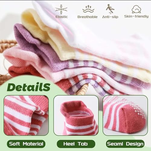 Image of MOMISY Baby Girl Boys children Non Slip Socks Toddlers Infant Warm Cotton Stretch Anti skid Socks-6 Pairs