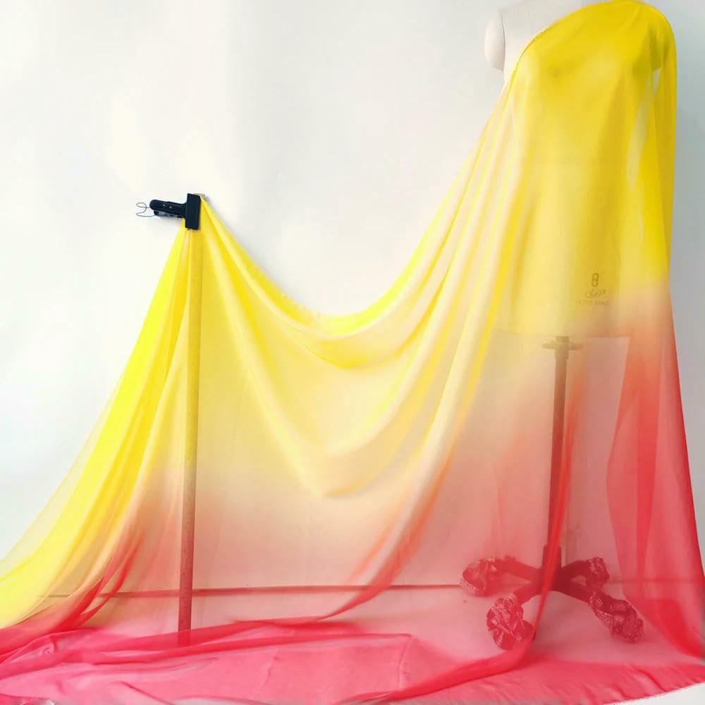 ZBDP Mousseline de soie ombrée 147,3 cm de large par mètres dégradé 30D transparent pour danse, décoration de mariage