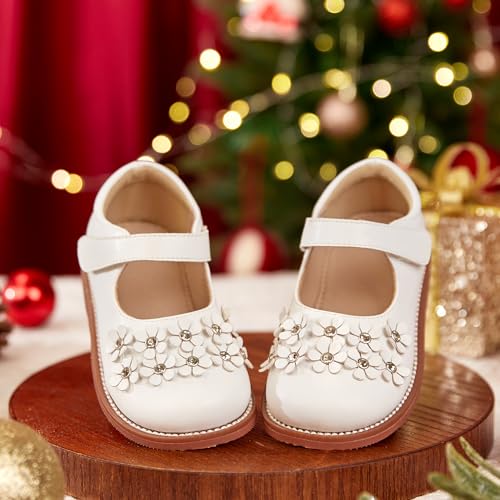 Image of Kiderence Toddler Girl Mary Jane School Uniform Dress Shoes Oxford Flats | Wide Toe Box Great Comfort for Student Shoe and Flower Girl Shoe for Wedding, Parties, Church