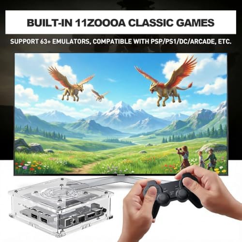 Consola De Juegos Retro Con 256 Gb De Almacenamiento, Más De 50 000 Juegos Integrados Y 2 Mandos Inalámbricos Compatibles Con Ps1, Psp, Mame Y Salida Av 4k Hd.
