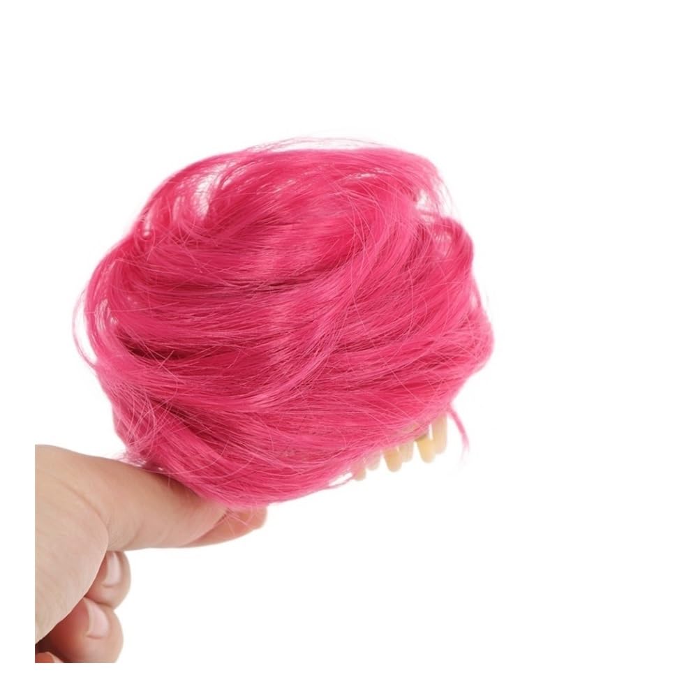 QRSTUVXZY Accessory Updo Hairpieces Hair Bun Synthetic Hairs Pieces Messy Fake Chignon Extensions Wig(Rose red)
