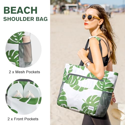 Image of G4Free Beach Bag, Waterproof Sandproof Beach Tote Bag, Large Capacity Foldable for Women