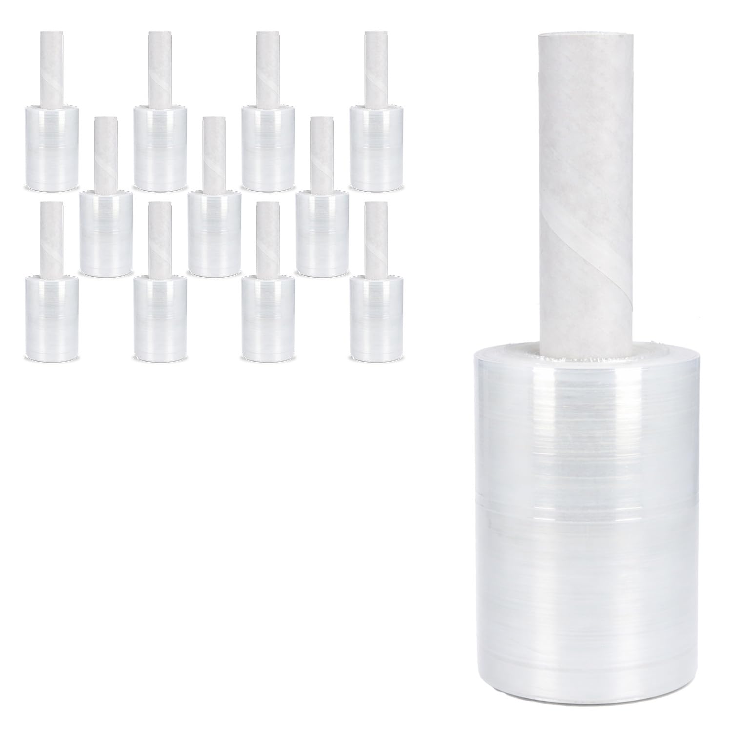 PSBM Lot de 12 rouleaux de film étirable en plastique avec poignées 12,7 x