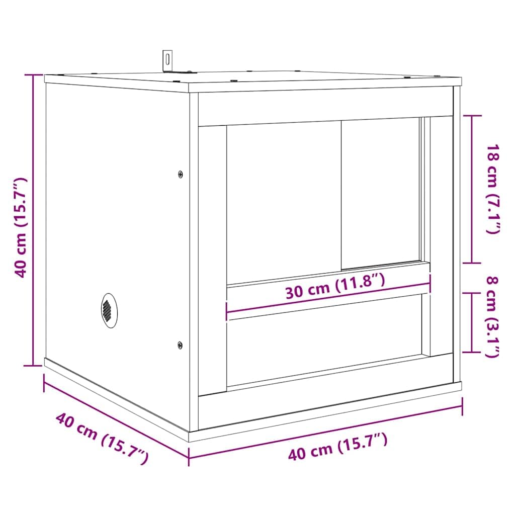 Terrario marrón 40 x 40 x 40 cm OSB con termómetro, casa de reptiles y recinto de vivario, caja de cristal con ventilación, versátil para terrarios del desierto y selva tropical, ideal para