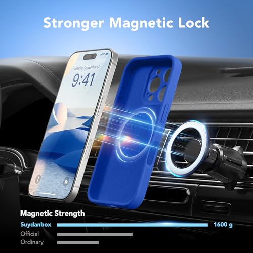 Image of Magnetic for iPhone 16 Pro Case, Compatible with MagSafe, [Full Camera Protection][Screen Protector] Silicone Shockproof Protective Phone Case for iPhone 16 Pro 6.3 inch, Klein Blue