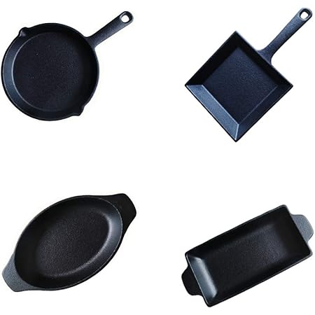 HAWOK Cast Iron Mini Server Rectangle: 12 oz,Square:12oz,Oval 12oz, Round 15oz Set of 4…