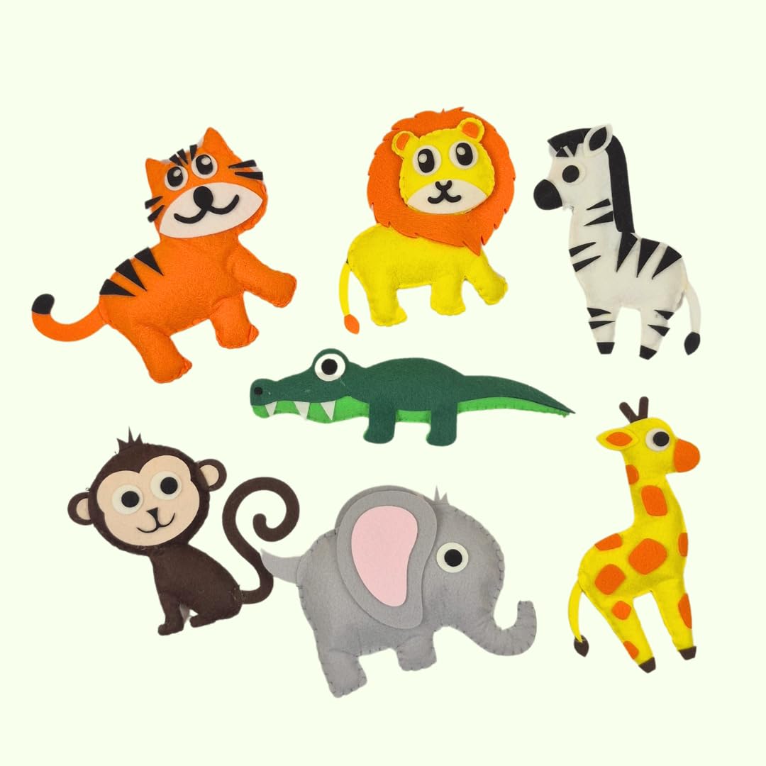 The Toddler House - Wild Animals Felt Toy Set – 7 Soft Pretend Play Jungle Animals for Kids | Sensory, Educational, Screen-Free Play | Montessori Learning Toys for Toddlers & Preschool-image-41