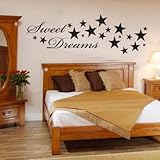 leicht anzubringen INDIGOS WG30187-80 Wandtattoo w187 Sweet Dreams Spruch Wandaufkleber 120 x 39 cm, braun