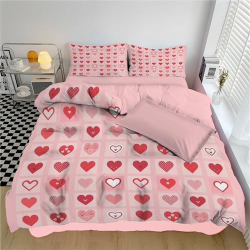 Housse de couette 3d parure de lit 220x240cm microfibre nature rose