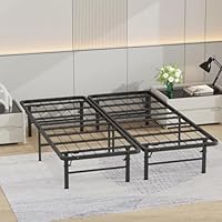 YRLLENSDAN Queen Metal Platform Bed Frame, 14 Inch Mattress Foundation, Heavy Duty Steel Slats, Box Spring Replacement, Noise-Free, Foldable, Easy Assembly, Black