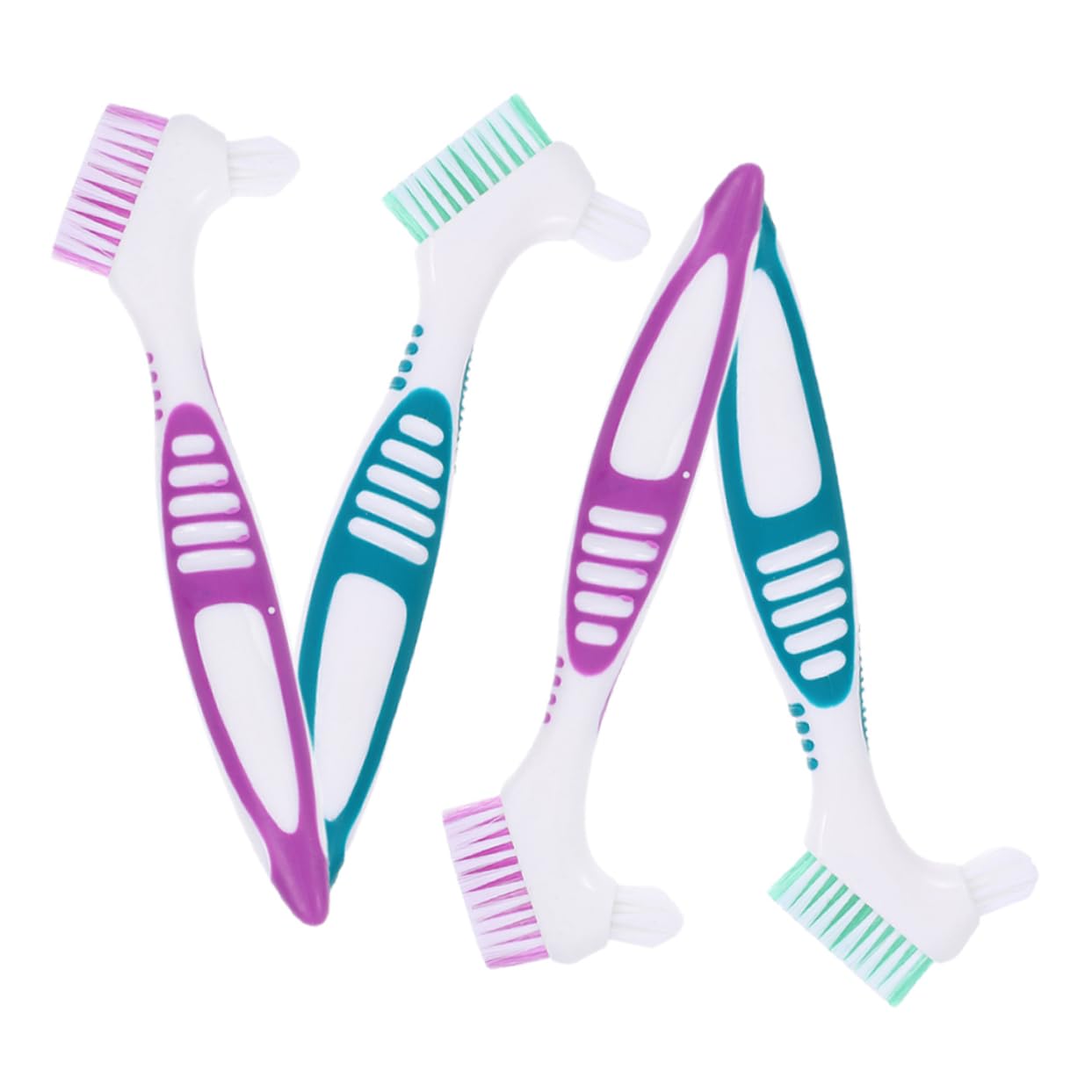 KOMBIUDA 20pezzi Spazzole Per Dentiera Con Manico Antiscivolo Di Spazzolini Per Igiene Orale Pulizia Dentiere e Protesi Morbide Setole Per Gengive Sensibili Colori