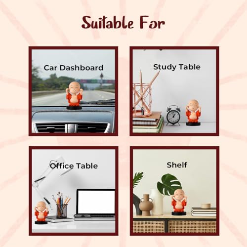 Image of Mini Laughing Buddha for Good Luck Bobblehead, Idol for Car Dashboard, Home Decor Items for Living Room, Office Desk, Superhero Action Figure, Gifting Kids, Family & Friends