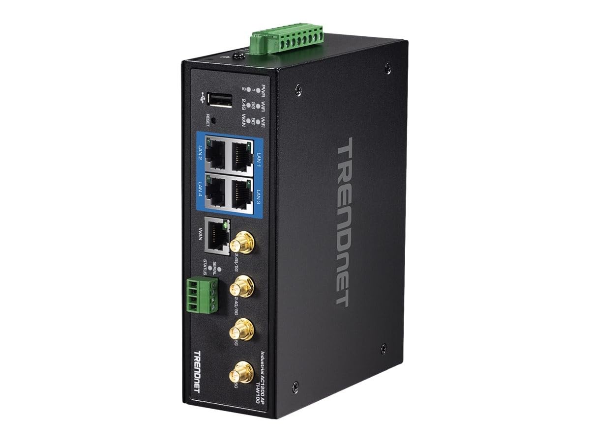 TRENDnet Industrial AC1200 Wireless Dual Band Gigabit Router, Black, TI-W100
