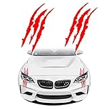 KE-KE Claw Marks Decal Reflective Sticker Waterproof Headlight Decal Vinyl Sticker Decal for Sports Cars 2PCS (Red)
