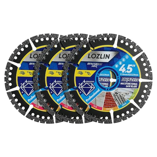 LOZLIN Diamond Blades 3-Pack 4.5'' Diamond Multi-Purpose Saw Blades