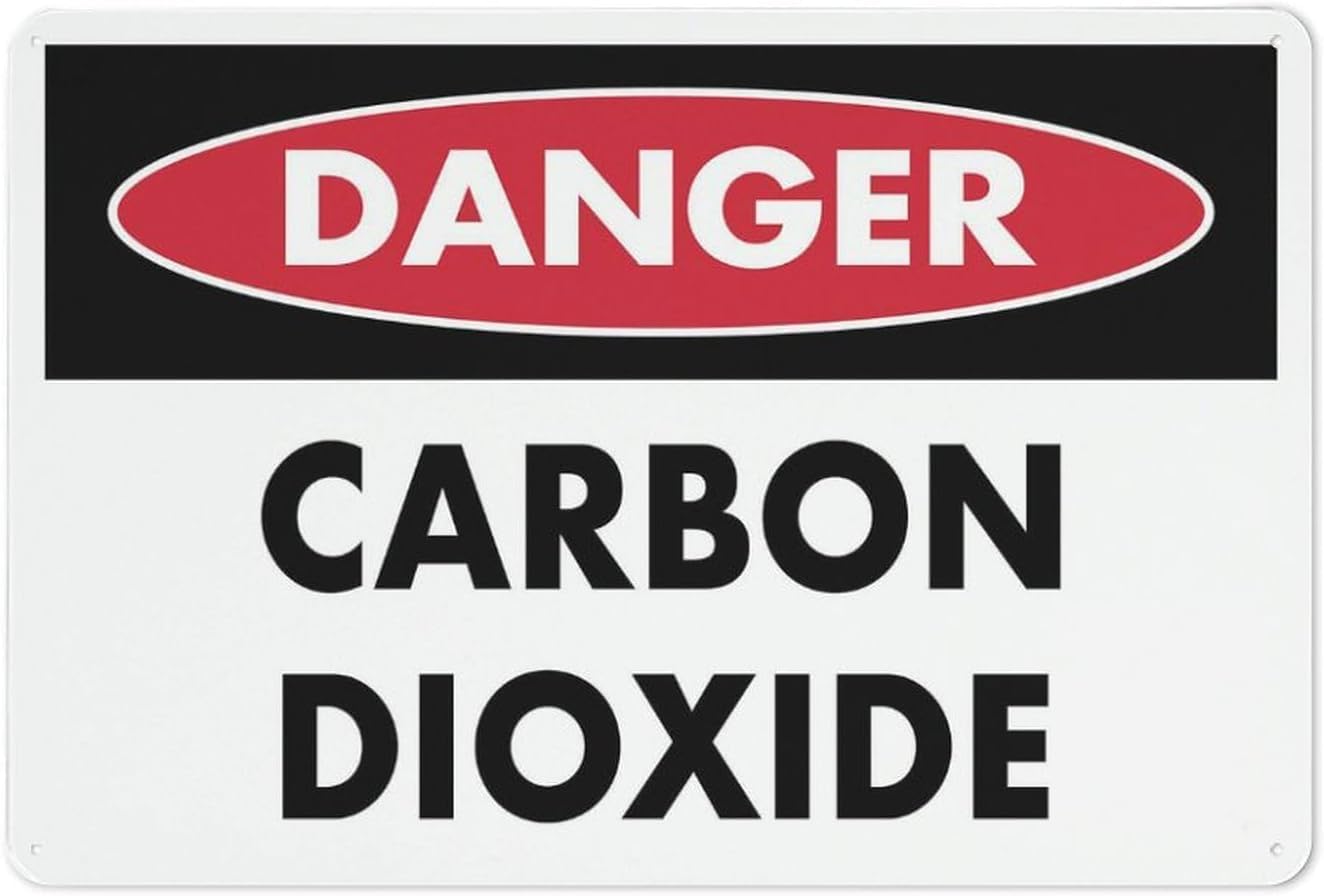Danger Carbon Dioxide Rust Free Aluminum Sign - Grade Reflective, Weather Resistant Decor with Pre-Drilled Holes - 16x12 Inch​