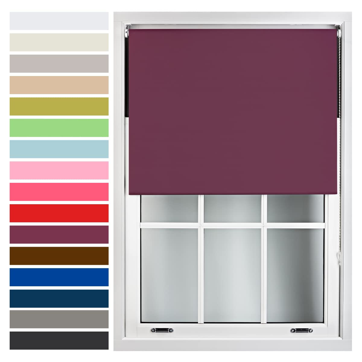 Furnished Made To Measure Blackout Roller Blinds With Metal FittingsAubergine Blind For Home And Office (W)90Cm (L)210Cm from B&Q