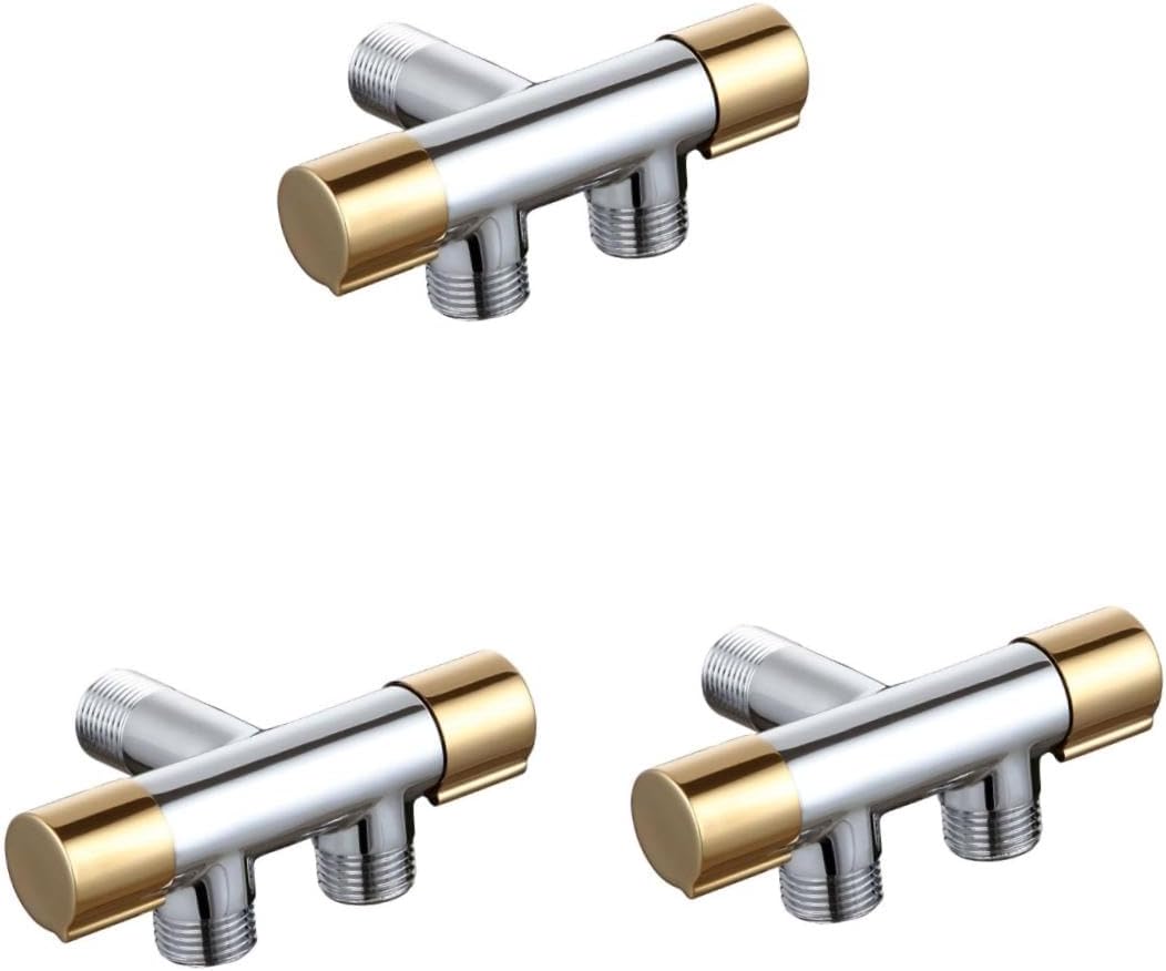 Lurrose 3pcs Multifunctional Double Outlet Valve for Bidet and Toilet Copper Construction Easy Installation for Bathroom Washing Machine and Accessories