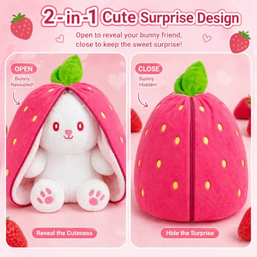 AUDBOT Store AUDBOT Reversible Strawberry Bunny Soft Toy - Image 5