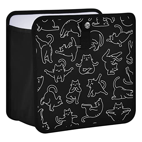Image of Cute Yogo Cats Car Trash Can, Foldable Hanging Car Trash Bag, Animals Black Small Waterproof Car Accessories Garbage Bin