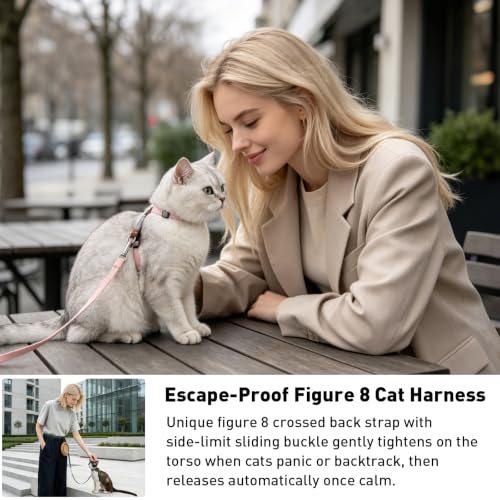 Arnés para gatos a prueba de escape ajustable chaleco de nailon con correa 5