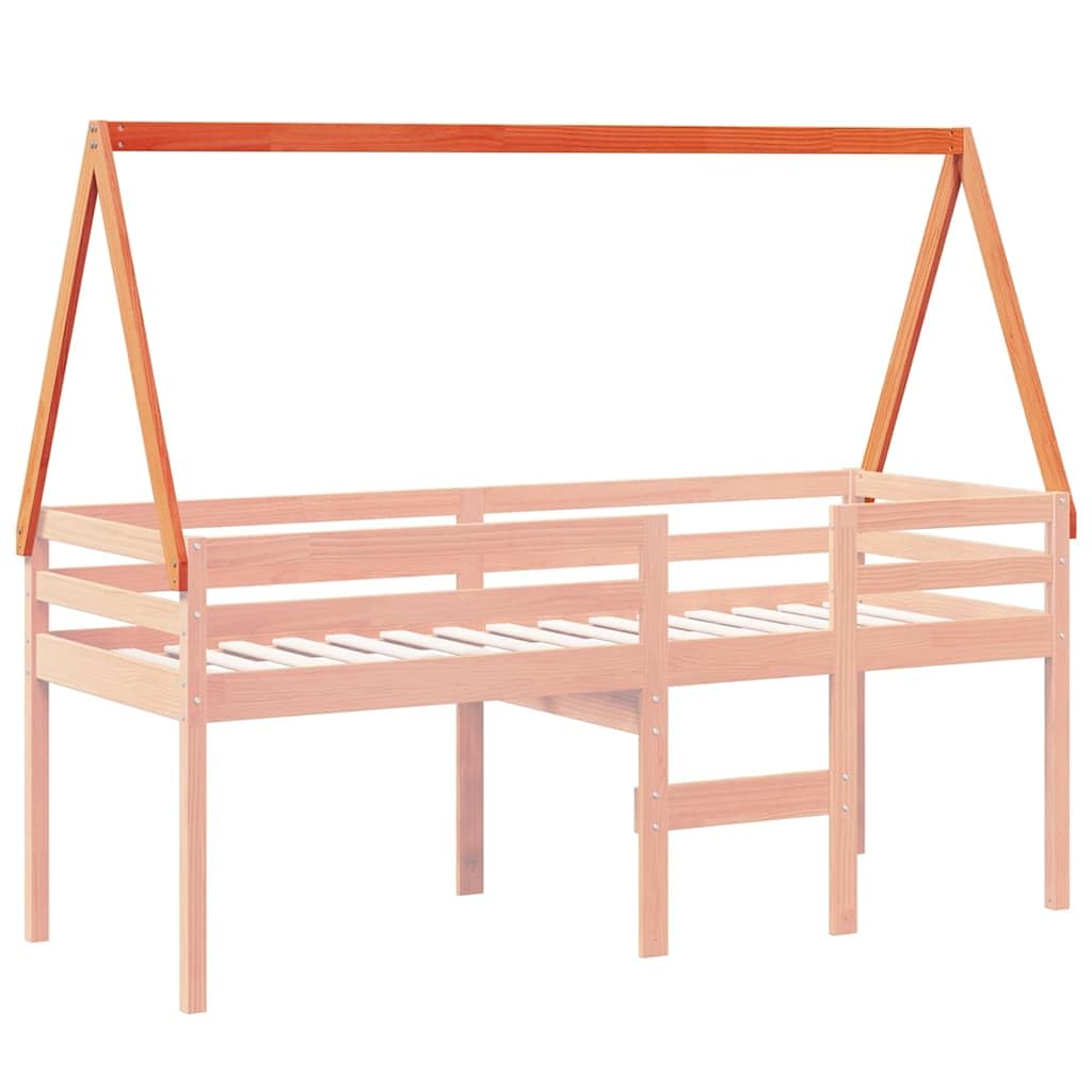 Techo para cuna de madera maciza de pino marrón cera, 209 x 95,5 x 88 cm, accesorios de cama para habitación infantil, accesorios de marco de cama, dormitorio, cama, montaje, estabilización