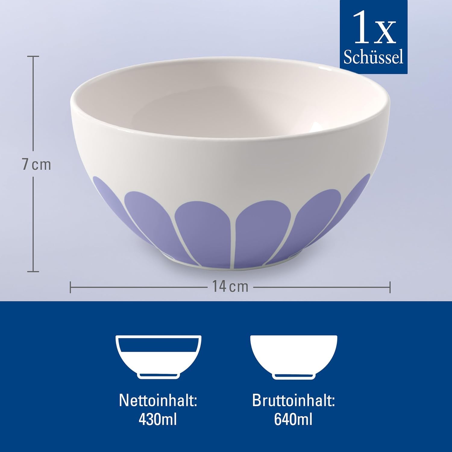 Villeroy & Boch - Fleur bleu miseczka do musli niebieska, można myć w zmywarce i używać w mikrofalówce, miseczka na jogurt i przekąski, miska, mała miska do ramenu, kwiatowy wzór, porcelana Premium