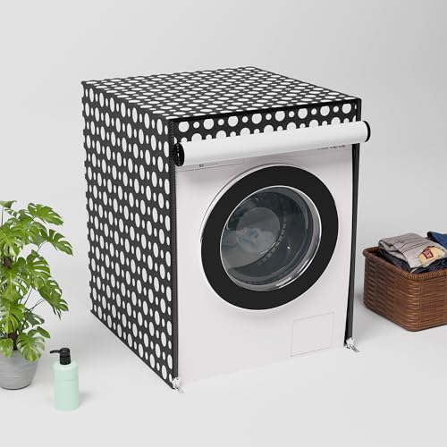 Image of Kuber Industries PVC Washing Machine Cover Front Load for IFB | Front Load Washing Machine Cover - Ideal for 6 kg, 6.5 kg, 7 kg | Dot Design - Grey