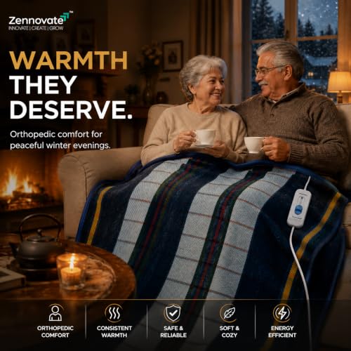 Image of Superior ISO & ZED Certified Electric Blanket | Bed Warmer with Multiple Heat Controls | Shock Proof | Low Power Consumption | Single Bed Size (150cmx80cm) | 5+5 Year Warranty