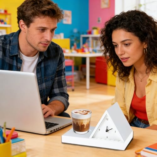 Despertador con luz evita caídas de libros con su soporte triangular compacto 8