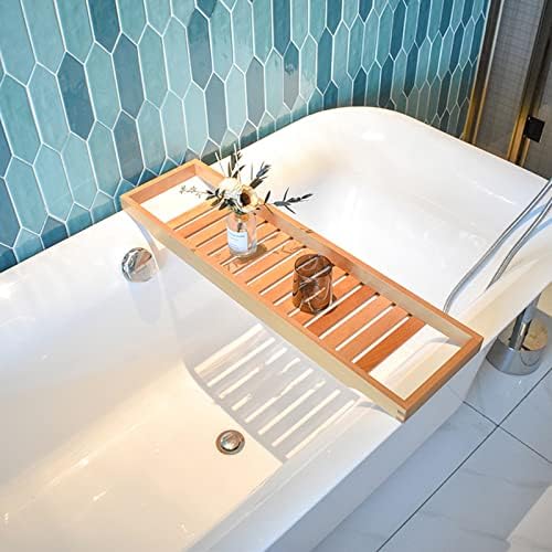 Premium Walnut Bath Tray Caddy - Large Wooden Bathtub Stand Holder for Tablets, Books & Candles - Luxury Bathroom Accessory, Perfect for Relaxation & Spa Experience (B 70 * 22cm)