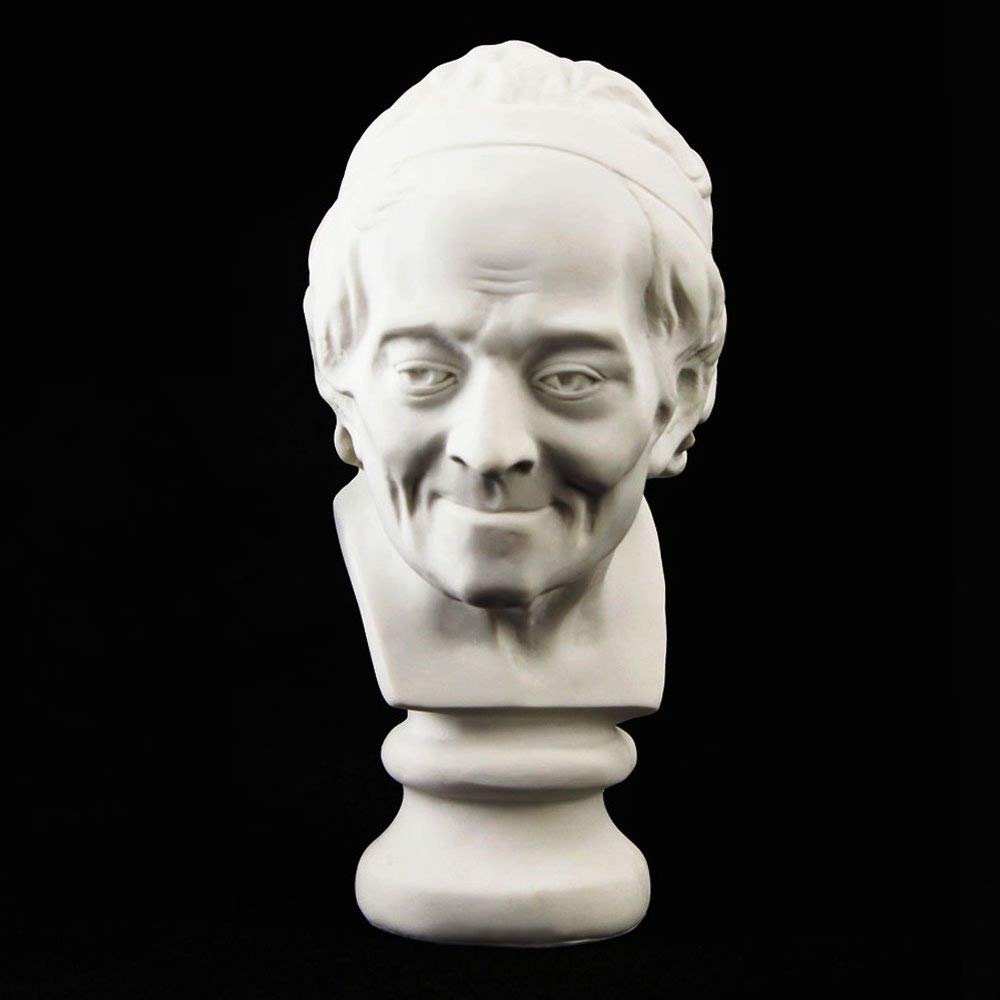 Decoration Bust of Voltaire Sculpture Statue Resin Sketch Draw Plaster Artist Model Decor, Height 7.5"