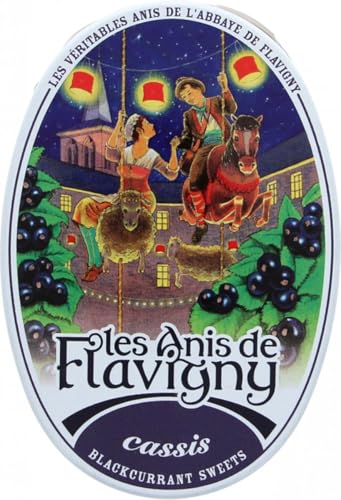 Anis von Flavigny - Echte Anis Bonbons in ovaler Dose 50g - Schwarze Johannisbeere | Tradition & Bastelspaß