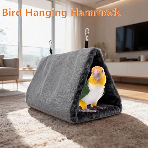 Image of Litewoo Bird Nest Bed for Parrot Warm Winter Hanging Hammock Hut, M, Grey