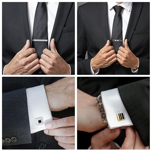 Image of Wynameleri Cufflinks and Tie Pins Tie Clips Set of 2 Accessories for Men