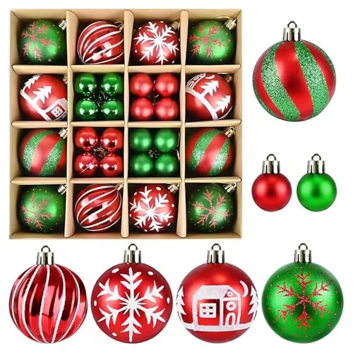 44 Stück Weihnachtsdeko Weihnachtskugeln Kunststoff, Wetterfeste...
