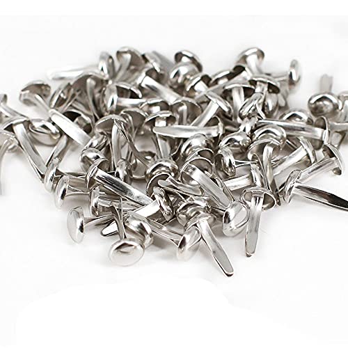 REBABA 100Pcs Mini Brads Assorted Colors Paper Fasteners Round Brass Metal Pastel Brads for Scrapbooking Crafts DIY Projects(Silver)